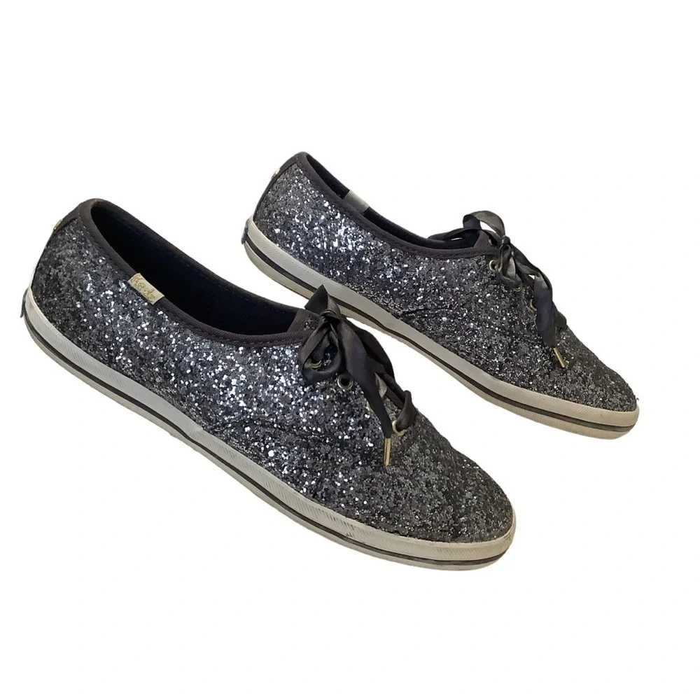 KATE SPADE x KEDS Champion Gray Glitter Sneakers Size 9